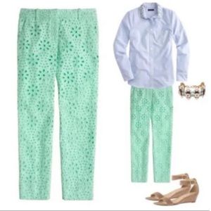 J Crew Café Capri Eyelet Pants